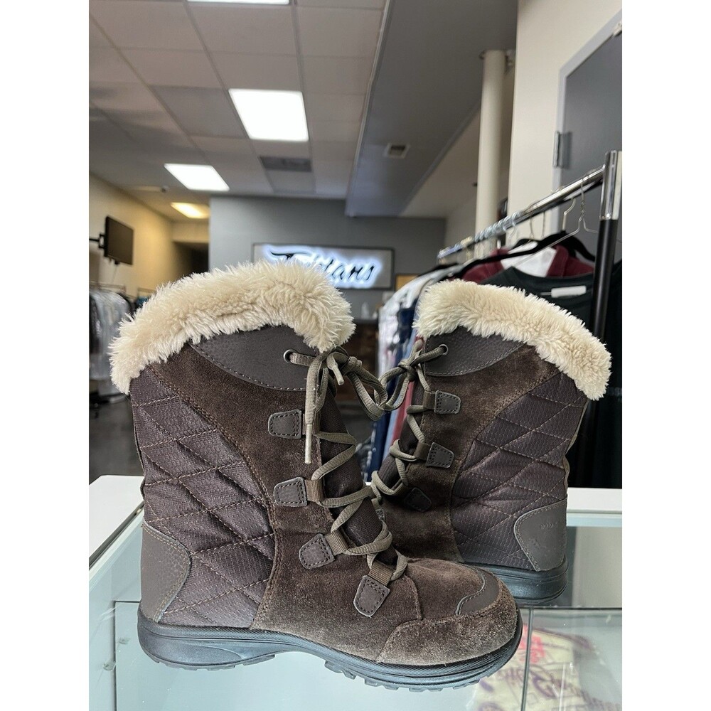 Columbia Ice Maiden II Waterproof Winter Boots Brown Faux Fur Womens Size 5.5